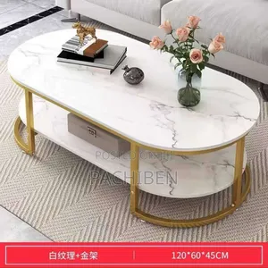 Centre Table White and Gold Colour