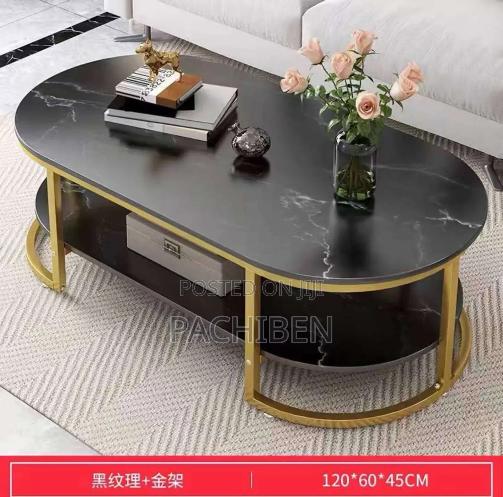 Centre Table Black and Gold Colour