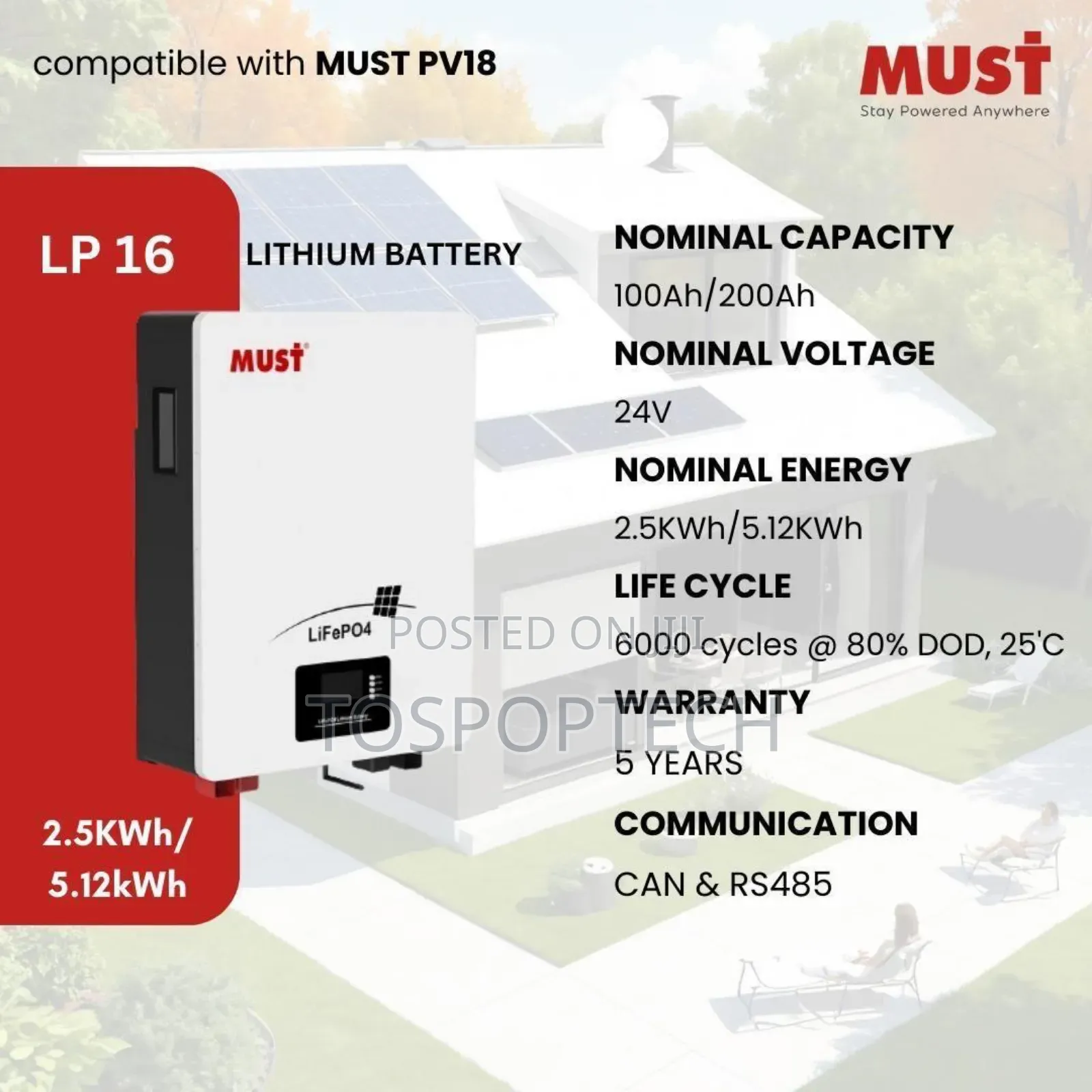 5kwh Lithium 24v Battery Must