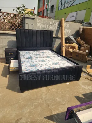 Luxury Queen Size Padded Bed Stand With Side Drawers