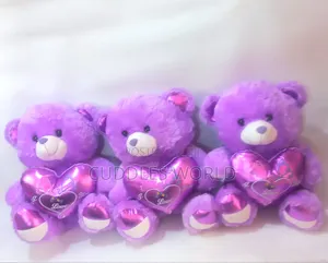 Fluffy Purple Teddy Bear With Heart