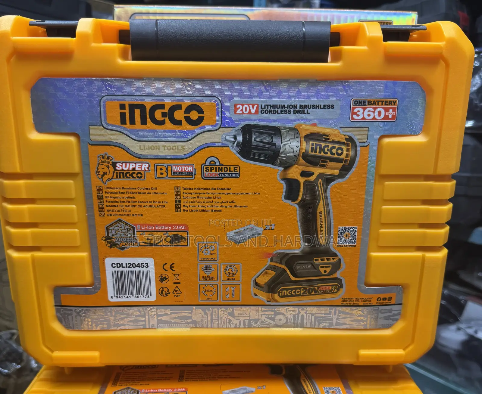 Ingco 20v Lithium-ion Brushless Cordless Drill
