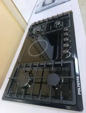 Original Polystar Built-in 4+1 Black Stainless Gas Electric Cooker