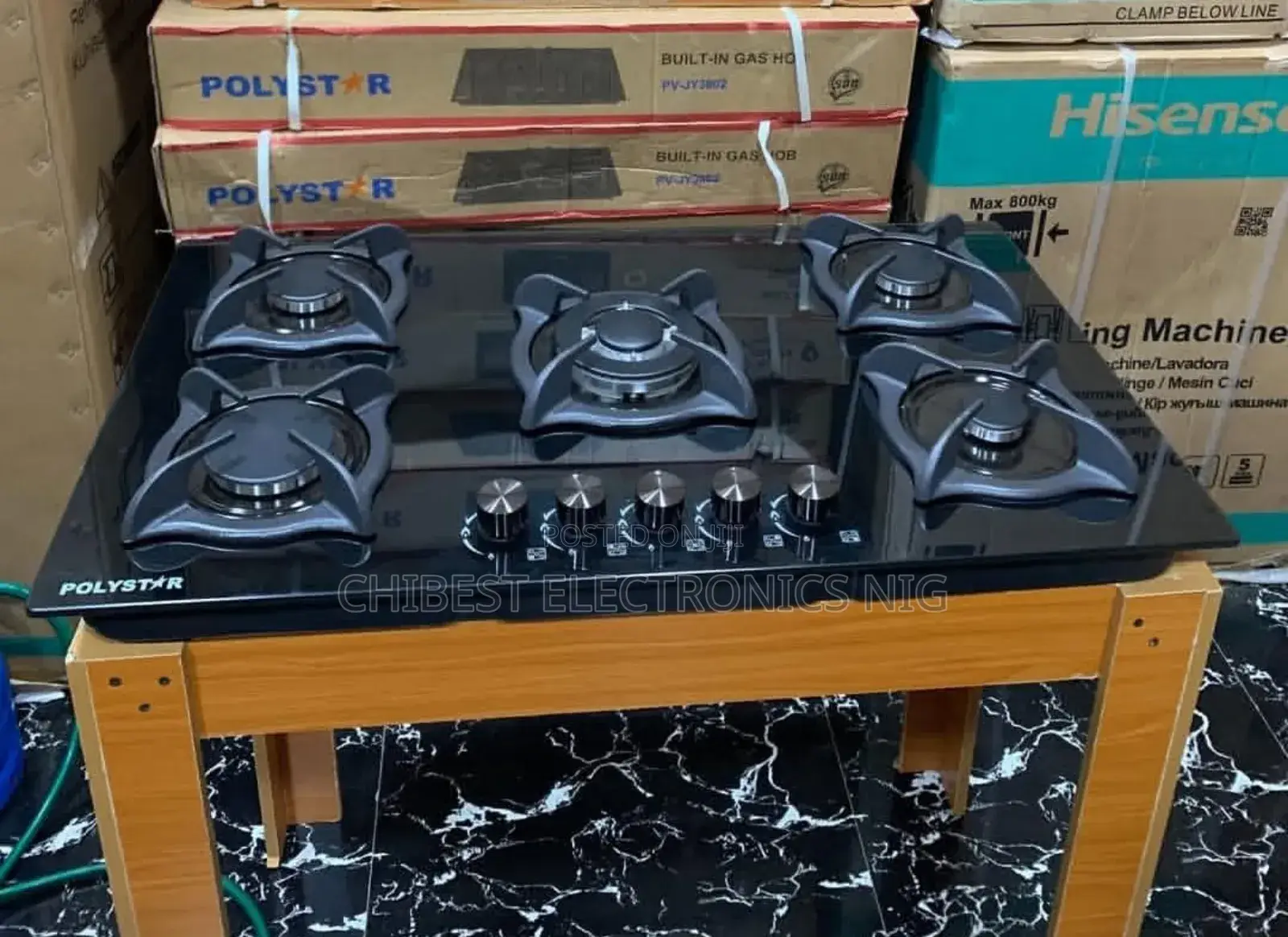 Original Polystar 90cm Built-in 5 Burners Gas Cooker Hob Automatic