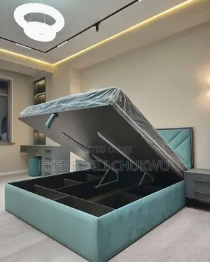 Luxury Upholstered Bed Frame With Vertical Panel Design