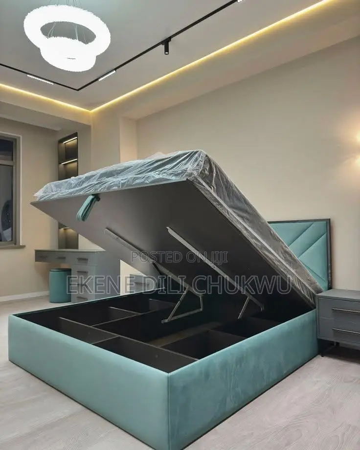 Luxury Upholstered Bed Frame With Vertical Panel Design