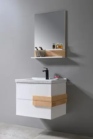 Brown Vanity Cabinet With Shelf