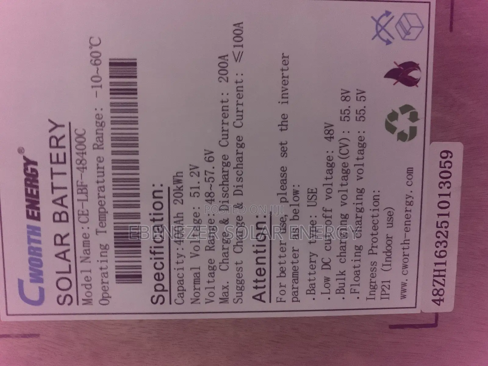20kwh Cworth Lithium Batteries 51.2v