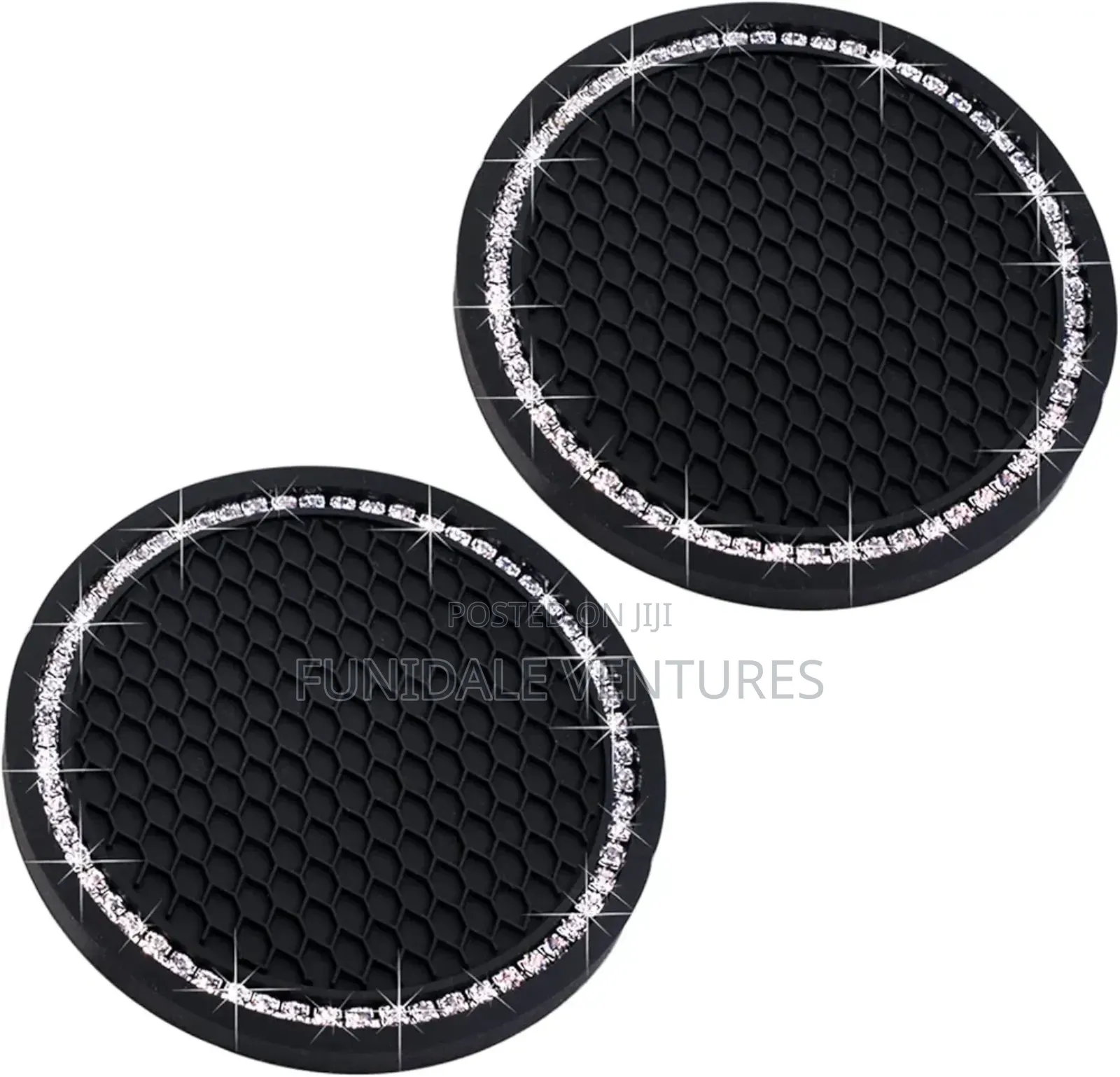 2 Pack Silicone Car Cup Holder With Gemstone Coaster