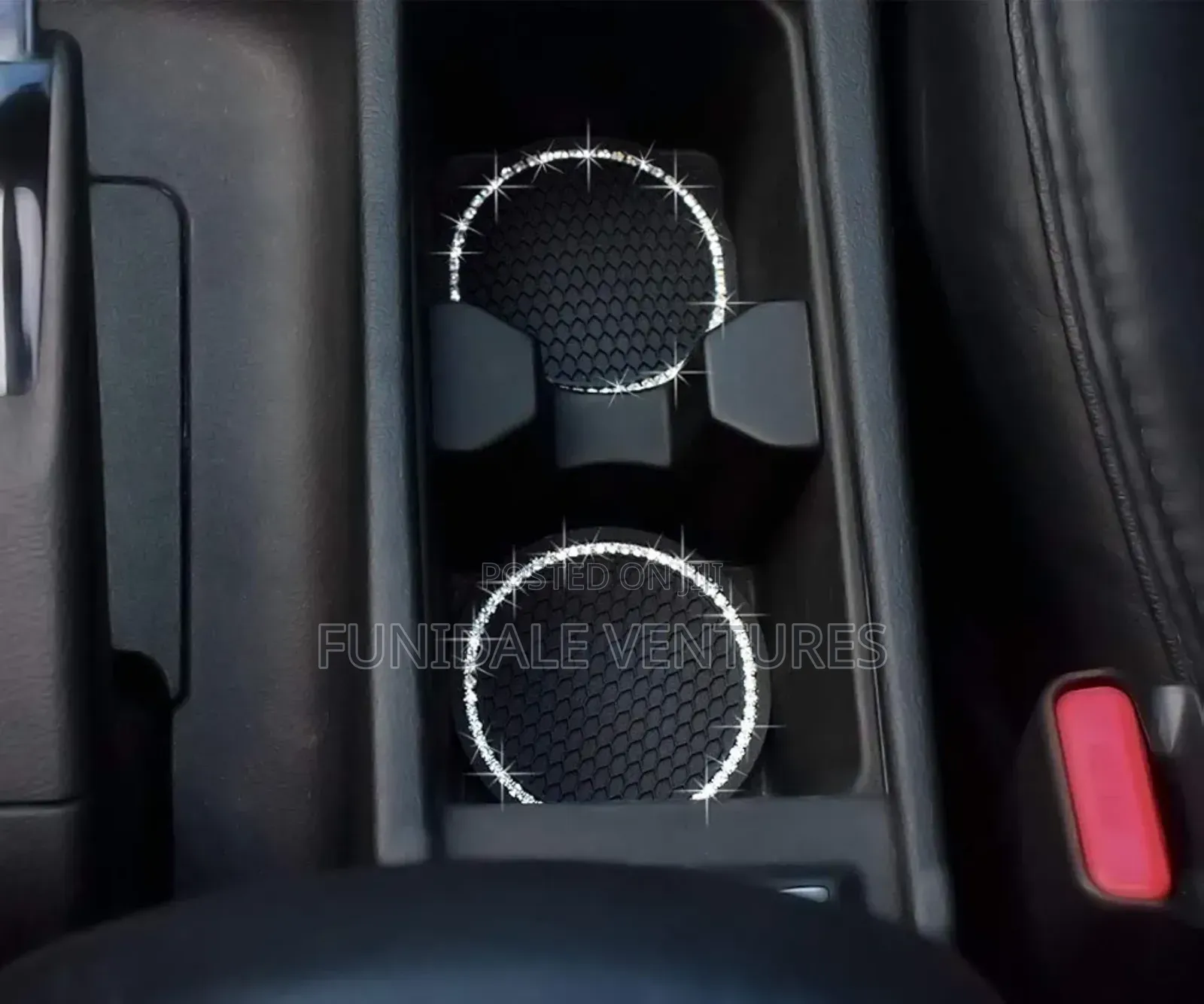 2 Pack Silicone Car Cup Holder With Gemstone Coaster