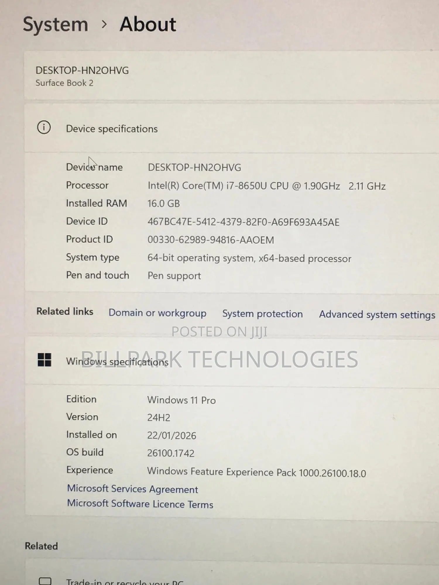 Laptop Microsoft Surface Book 2 16GB Intel Core I7 SSD 256GB