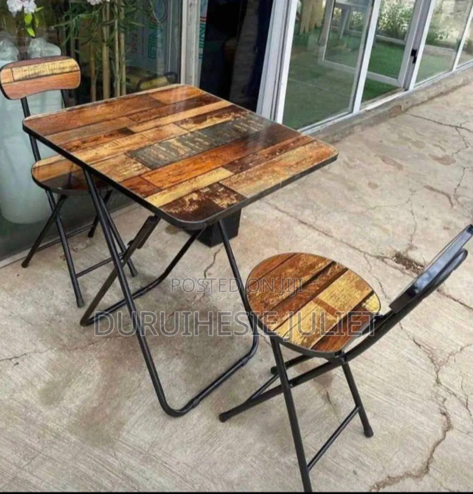 Wooden Marble Table and Chairs