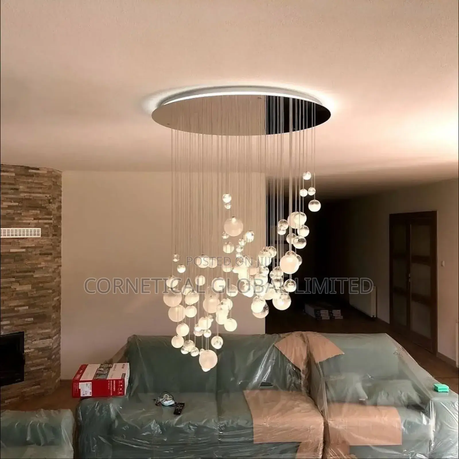 Modern Luxury Bubble Cascade Glass Pendant Chandelier