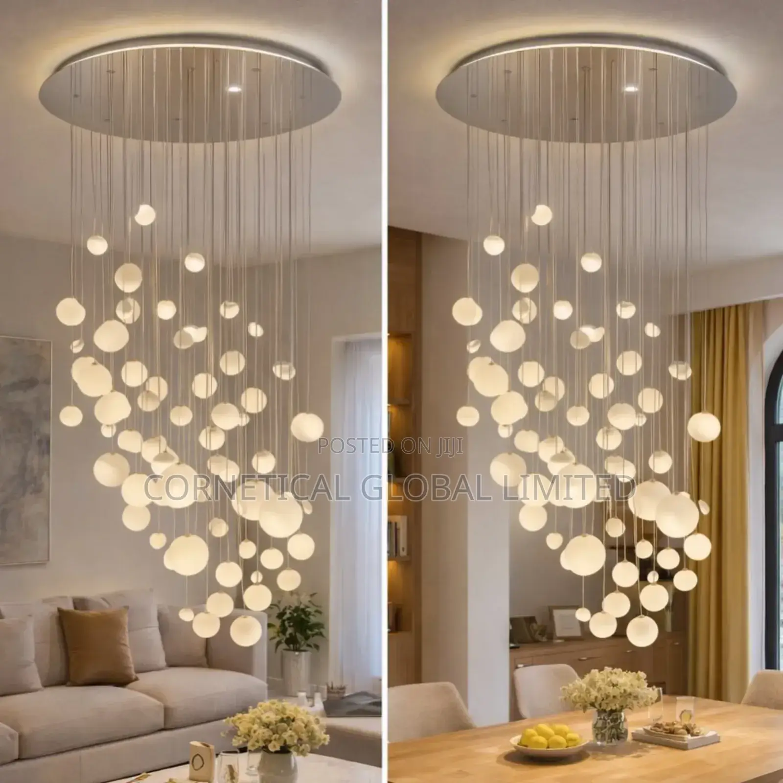Modern Luxury Bubble Cascade Glass Pendant Chandelier