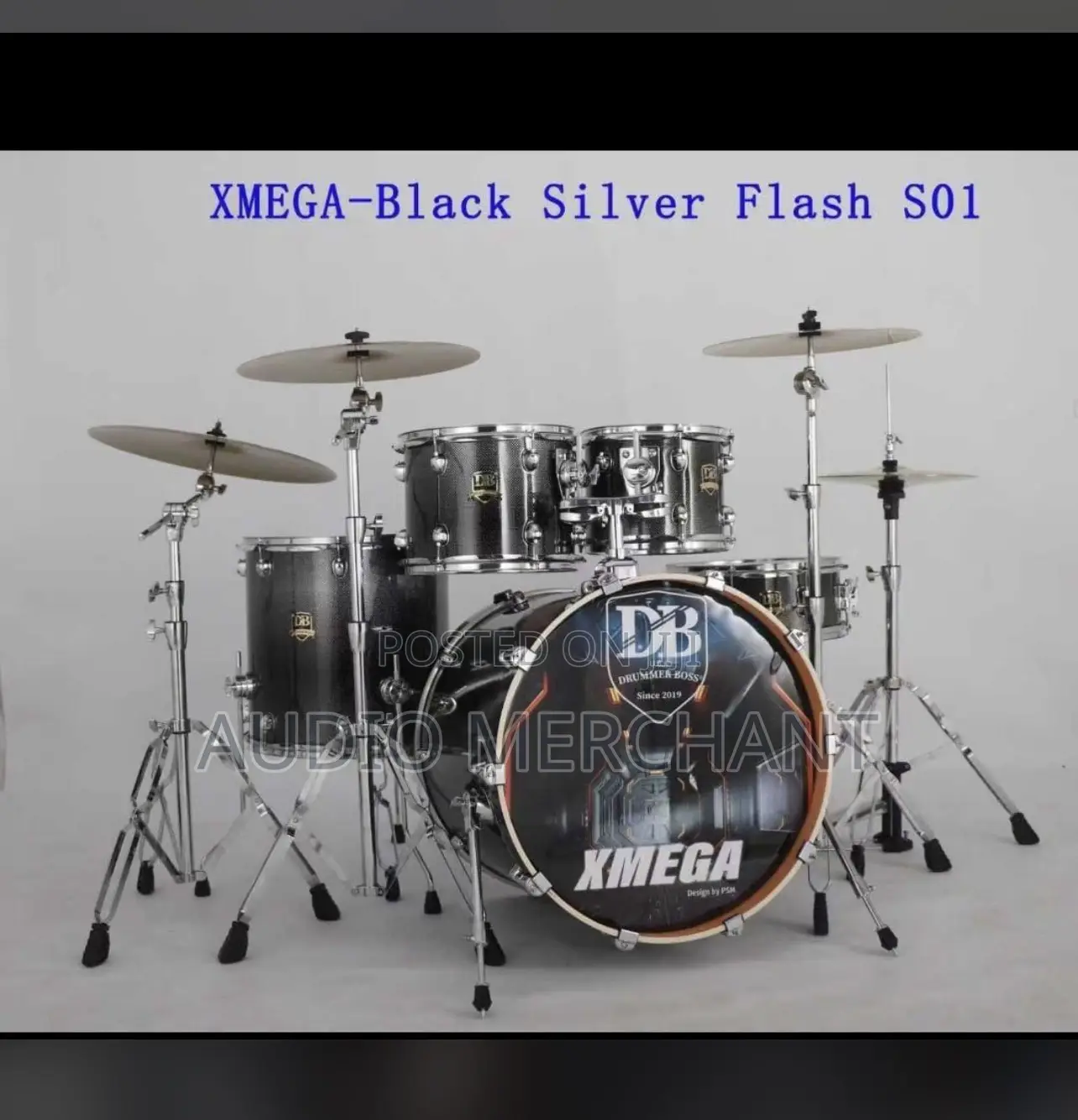 Db Xmega Black Silver 5 Piece Drum