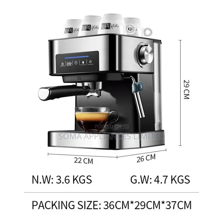 Shaqra Semi-Automatic Touchscreen Espresso Coffee Machine