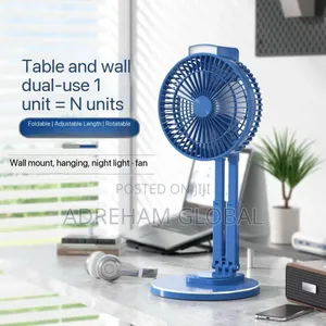 L-R 2028 Strong Foldable 360°Rotating Rechargeable Table Fan Light