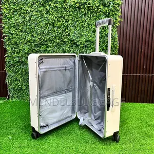 White Pc Aluminum Luggage Set