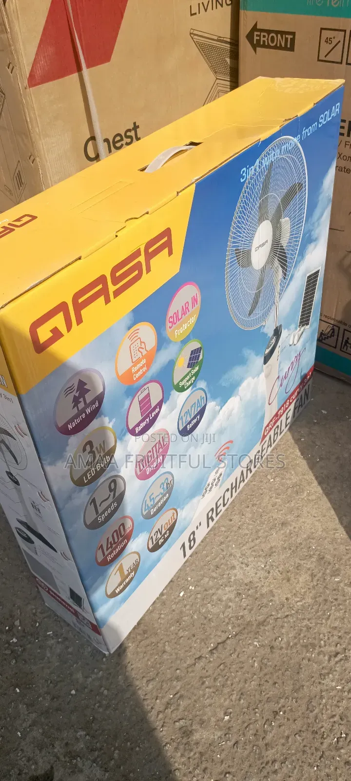Qasa Rechargeable Solar Fan 18"