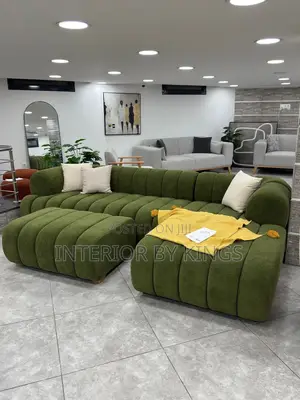 L-Shaped Custom Made Sofa + Center Ottoman Can Be Made in Colors