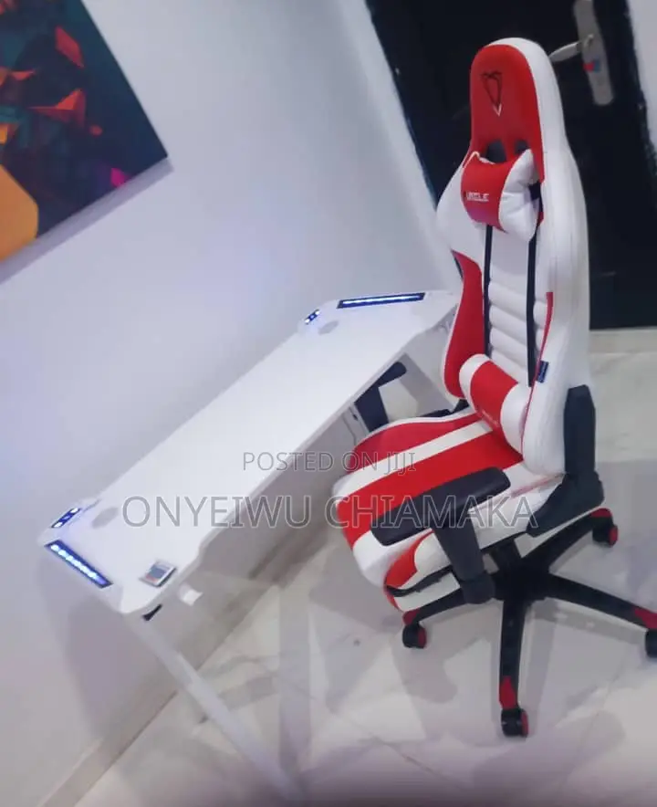 Gaming Chair Gaming Table Set – Modern Desk With Led Lights