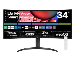Lg 34" Curved Smart WQHD Monitor (3440x1440) 100hz,Myview Streaming
