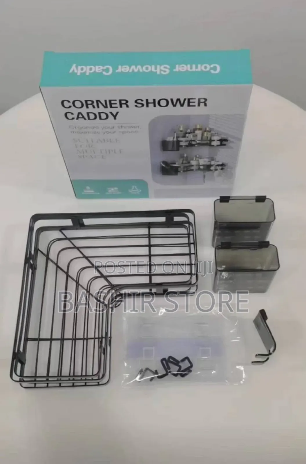 Adhesive Corner Shower Caddy Set.