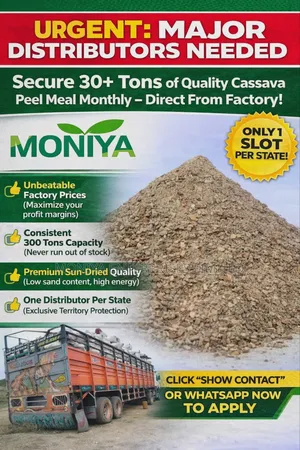 Major Distributor Needed: 30+ Tons Cassava Peel Meal Monthly
