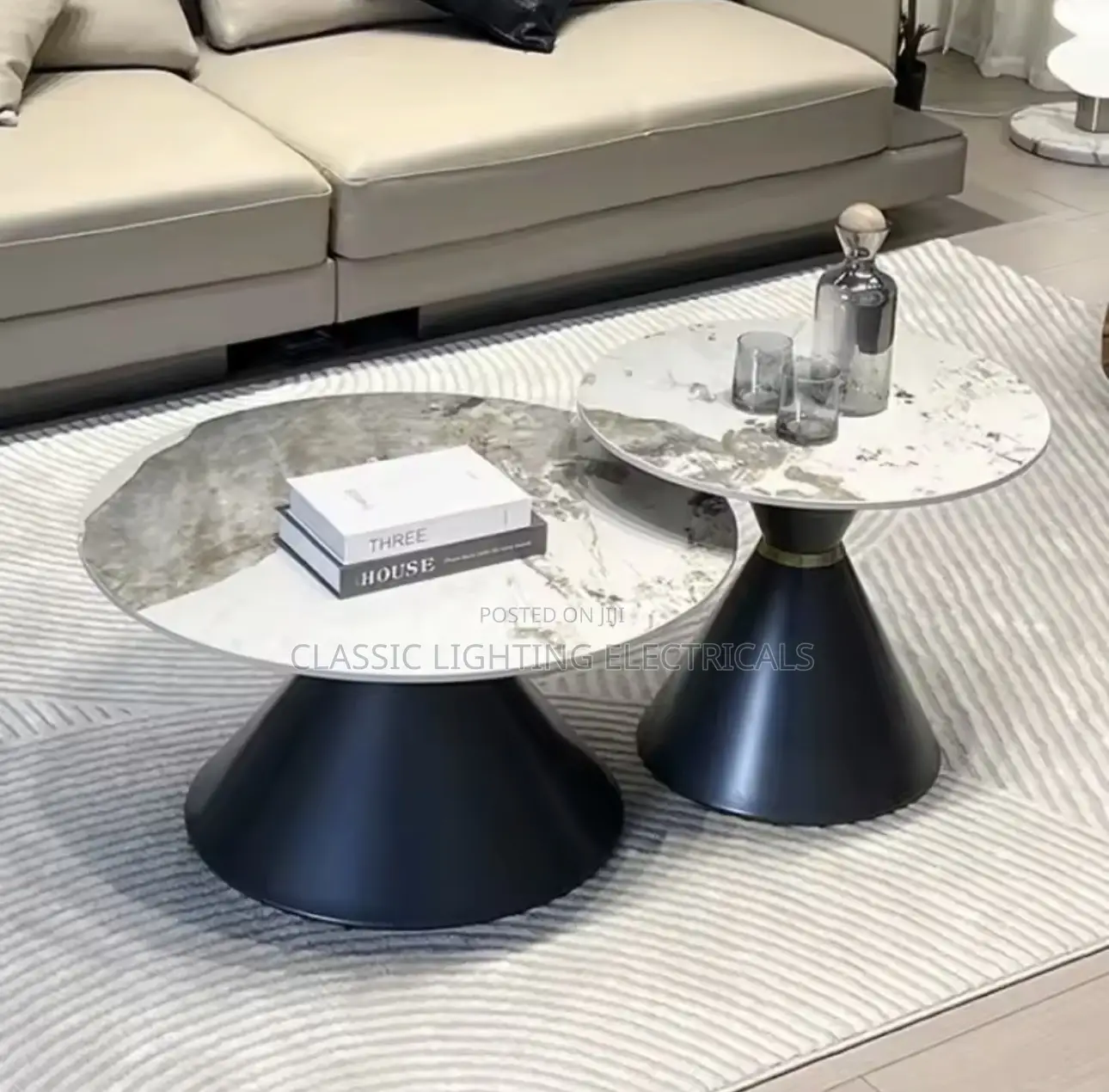 Rock Slab Coffee Table Round Combination Hourglass Cone Simple Table