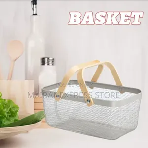 Storage Basket With Wooden Handle Big Size Ts