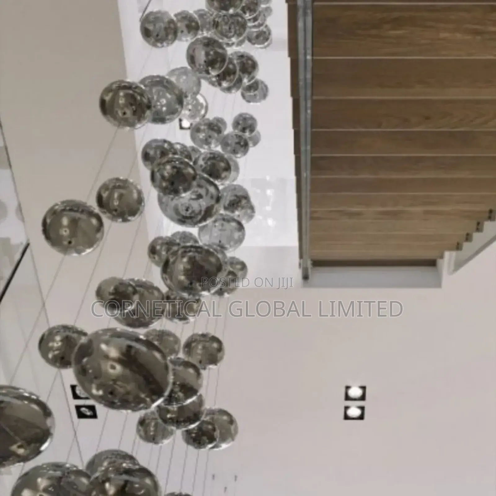 Modern Floating Bubble Globe Cascade Glass Cluster Chandelier Light