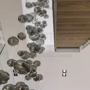 Modern Floating Bubble Globe Cascade Glass Cluster Chandelier Light