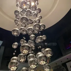 Modern Floating Bubble Globe Cascade Glass Cluster Chandelier Light