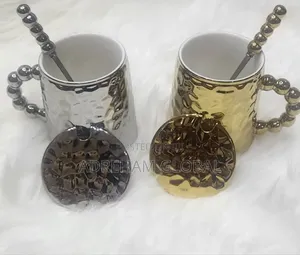 Luxury Fancy Ceramic Mug With Lid and Spoon 