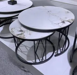 Rock-plate Coffee Table Living Room Household Small-sized Round Table