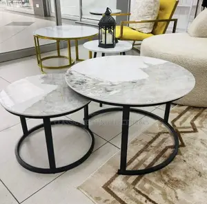 Rock-plate Coffee Table Living Room Household Small-sized Round Table