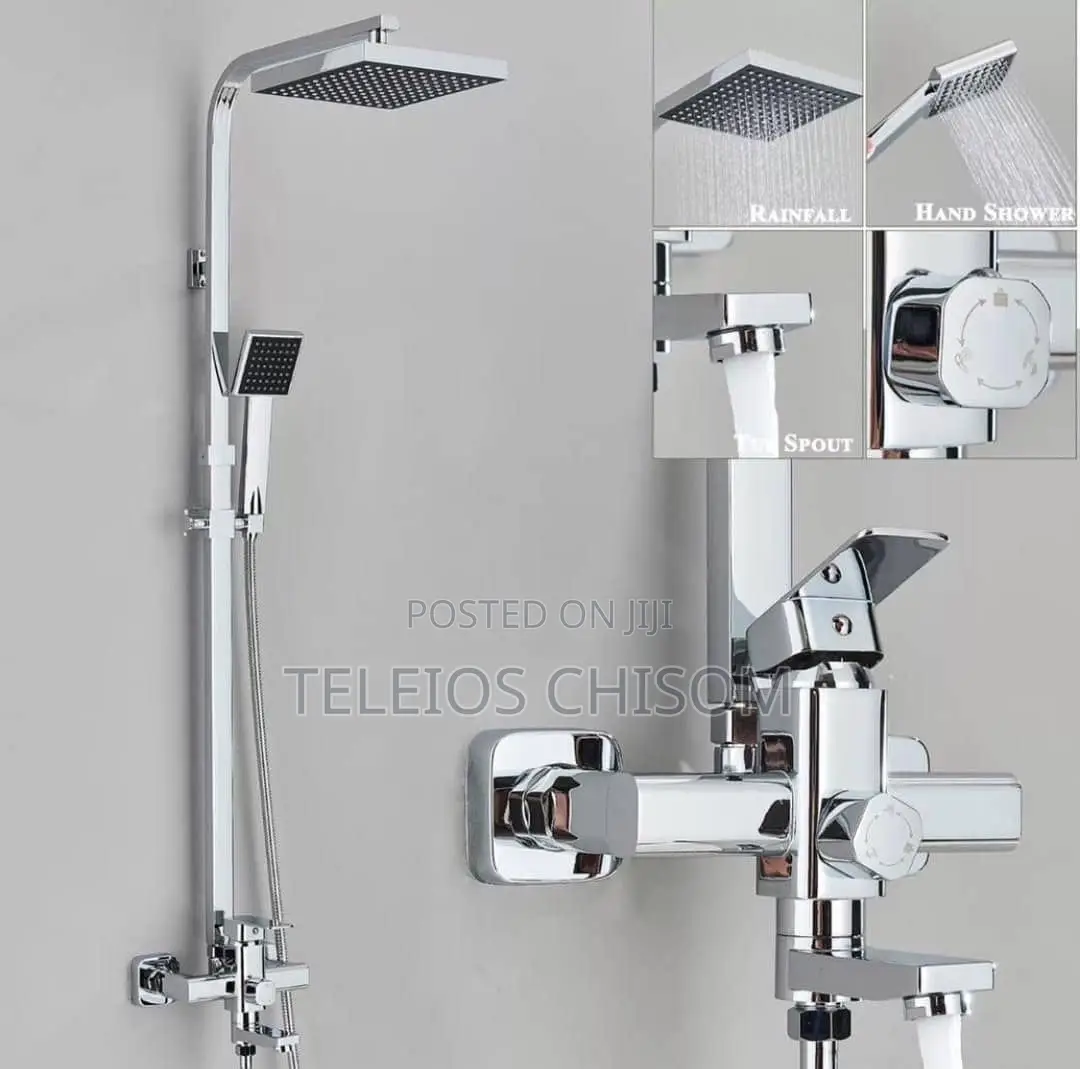 Standing Shower Chrome Square