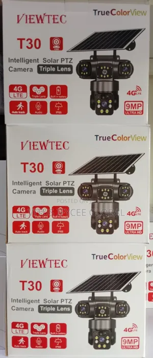 T30 Triple Lens Solar Powered CCTV Camera