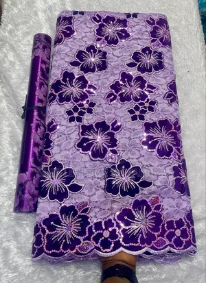 Luxury Lace Gele Combo in Green, Pink, Purple Gold