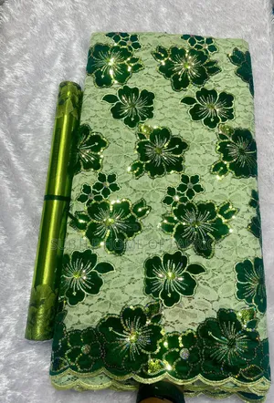Luxury Lace Gele Combo in Green, Pink, Purple Gold