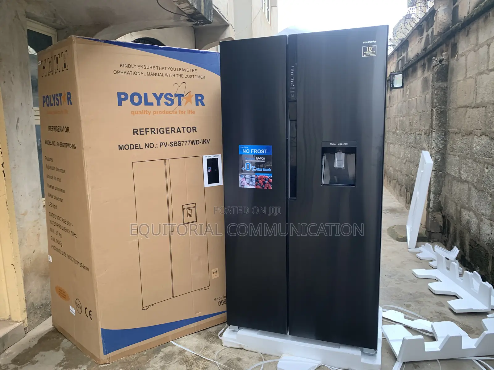 Polystar Side-by-Side Refrigerator With Water Dispenser 520l
