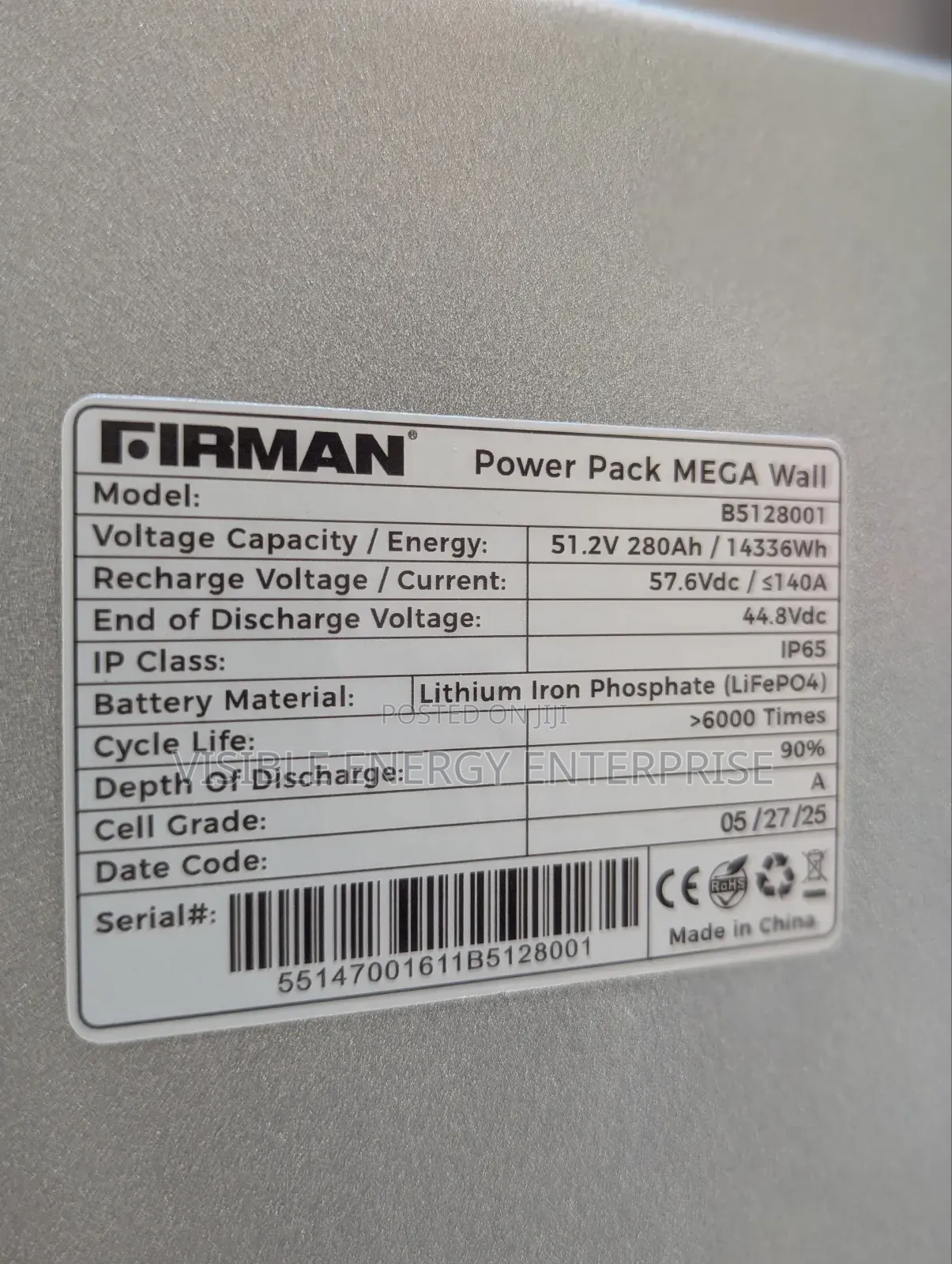 Firman 15kwh 51.2v Lithium Battery