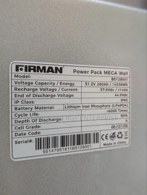 Firman 15kwh 51.2v Lithium Battery