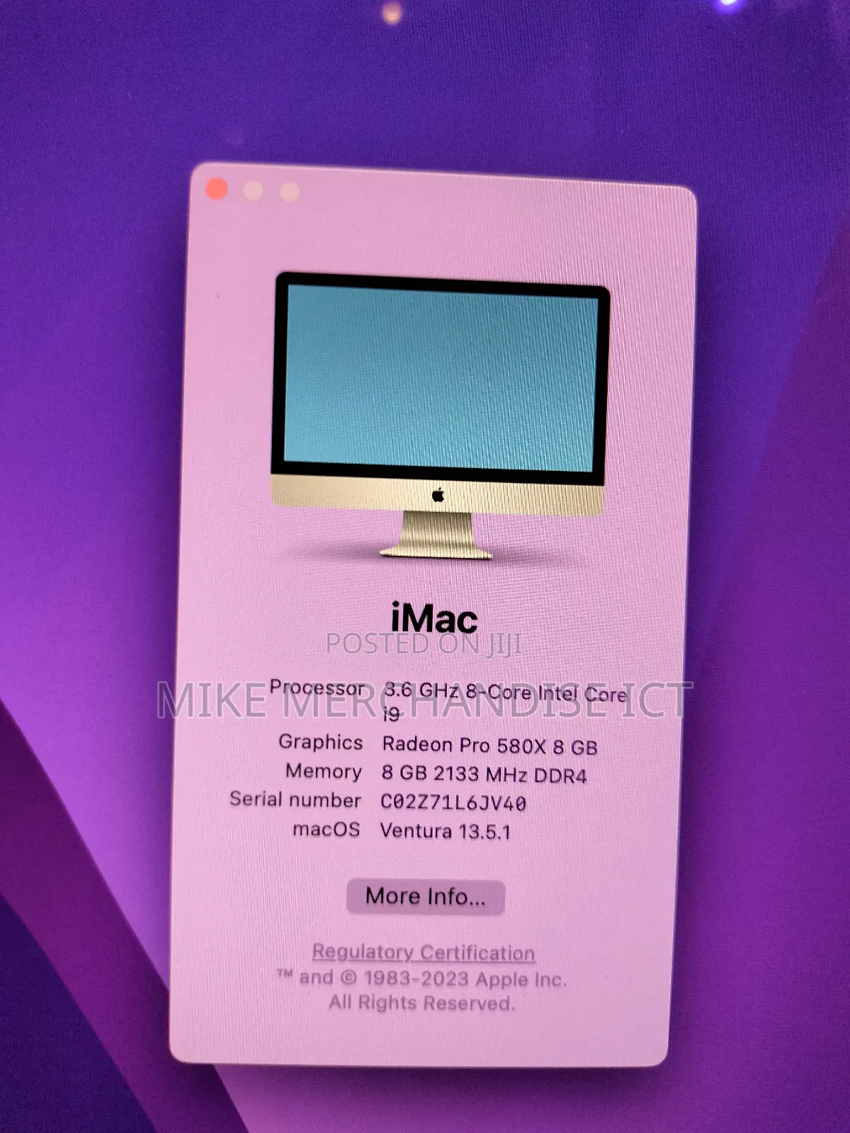 Desktop Computer Apple iMac Pro 8GB Intel Core i9 SSD 1T