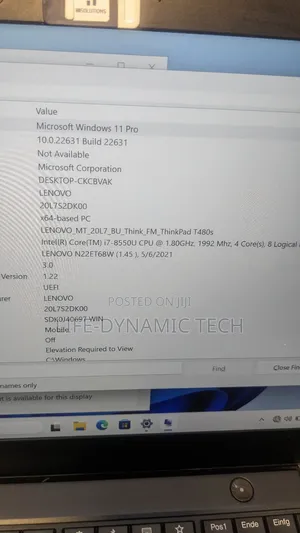 Laptop Lenovo ThinkPad T480s 8GB Intel Core I7 SSD 256GB