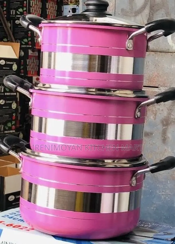 Hoffner Aluminum Cookware Set – 6 Pieces (Pink)