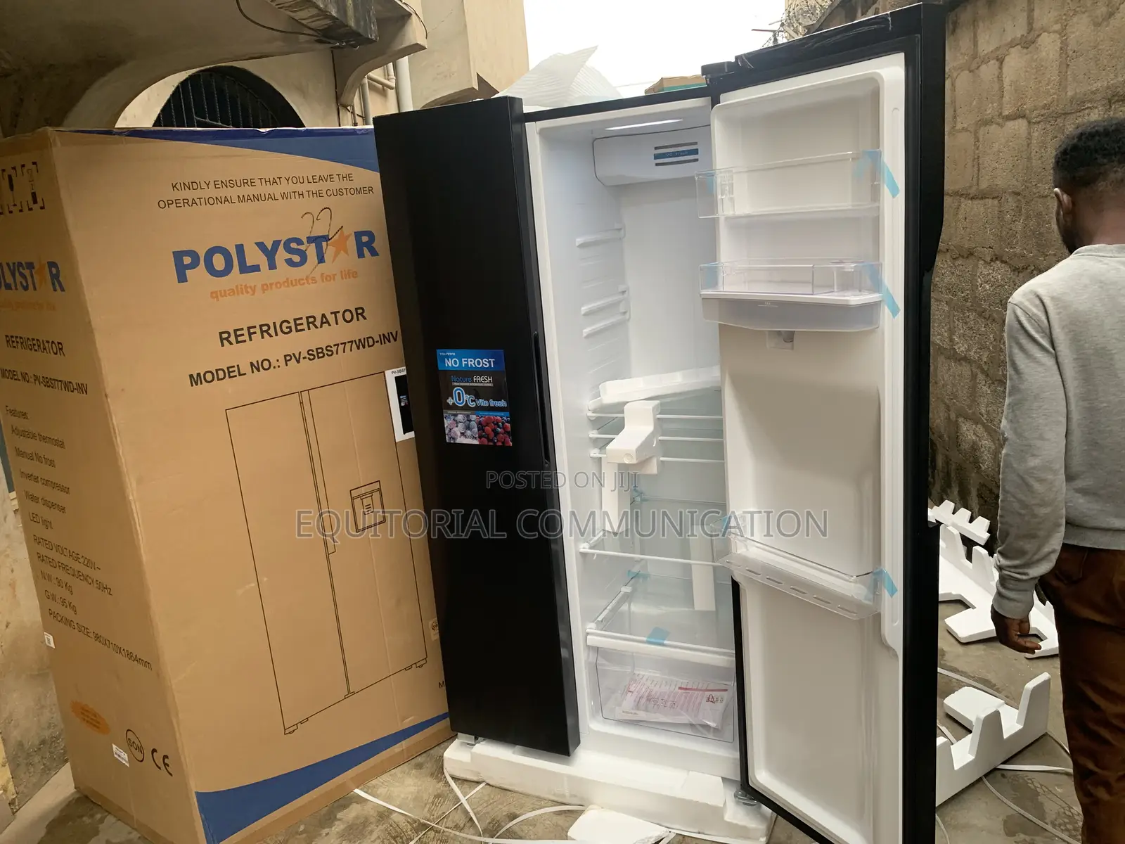 Polystar Pv-Sbs777wd-Inv Contemporary Side-by-Side Refrigerator
