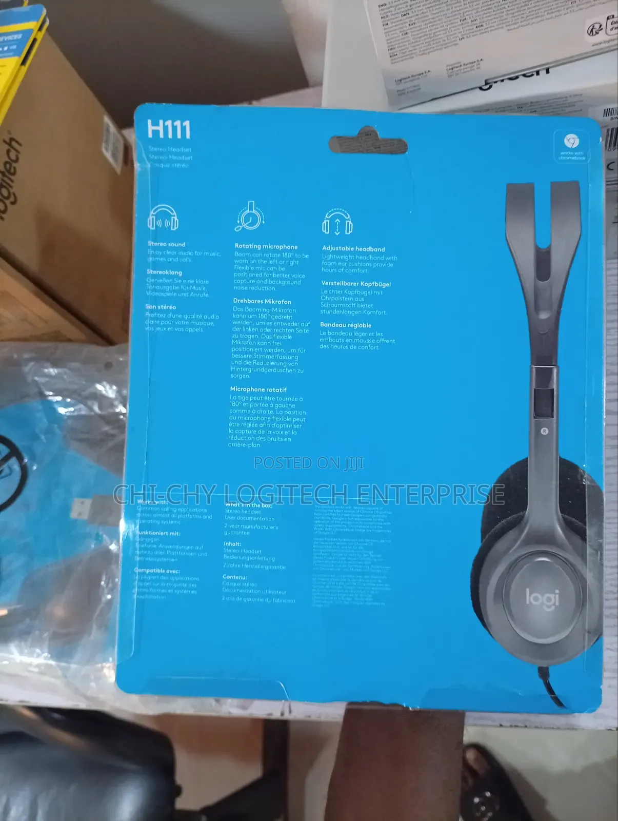 Logitech H111 Wired Stereo Headset – 3.5mm Jack, Noise-Cancel Mic