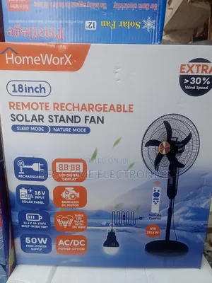 18" Homeworx Solar Rechargeable Stand Fan