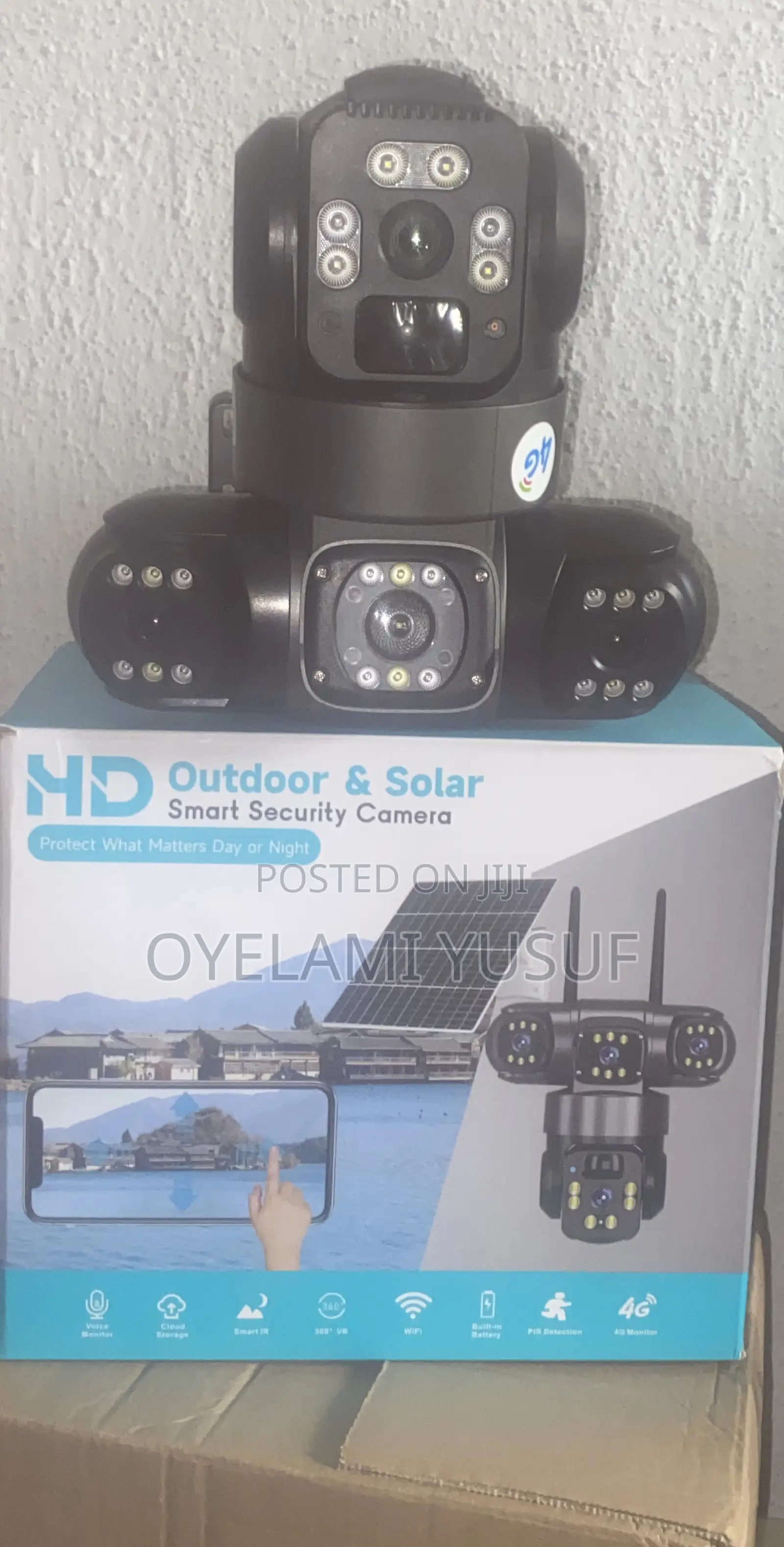 V380pro 3lens Solar CCTV Camera( 4g , Wifi )